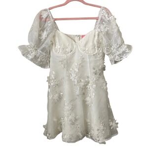 Sugar Thrillz Dress Womens Medium Sweetheart Mini Floral Organza Coquette Bridal